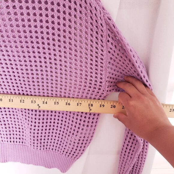 Calvin Klein Jeans Lavender 100% Cotton Open Stitch Sweater Size Petite Small - Picture 2 of 14